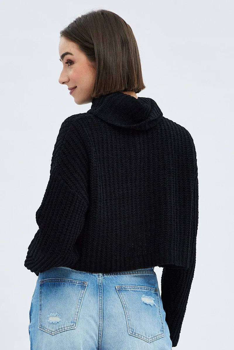 Black Knit Jumper Turtle Neck Chenille sold by Ally Fashion product image thumbnail 5