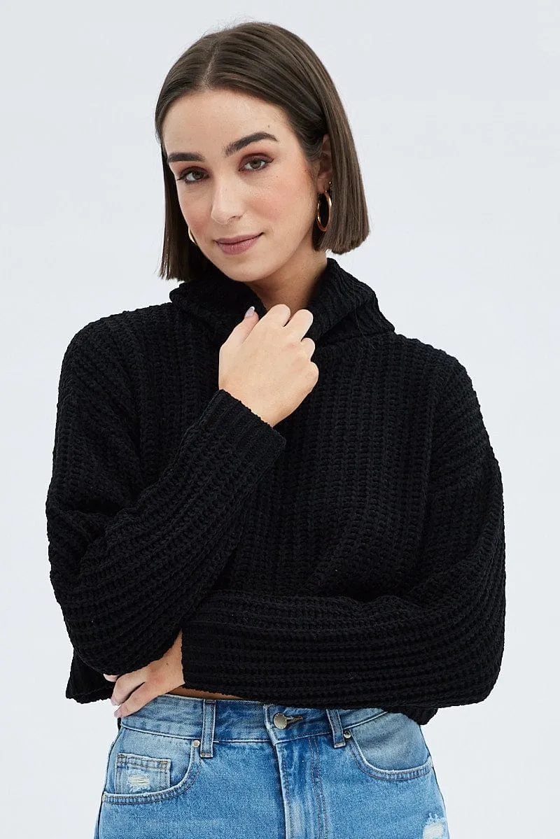 Black Knit Jumper Turtle Neck Chenille sold by Ally Fashion product image thumbnail 3