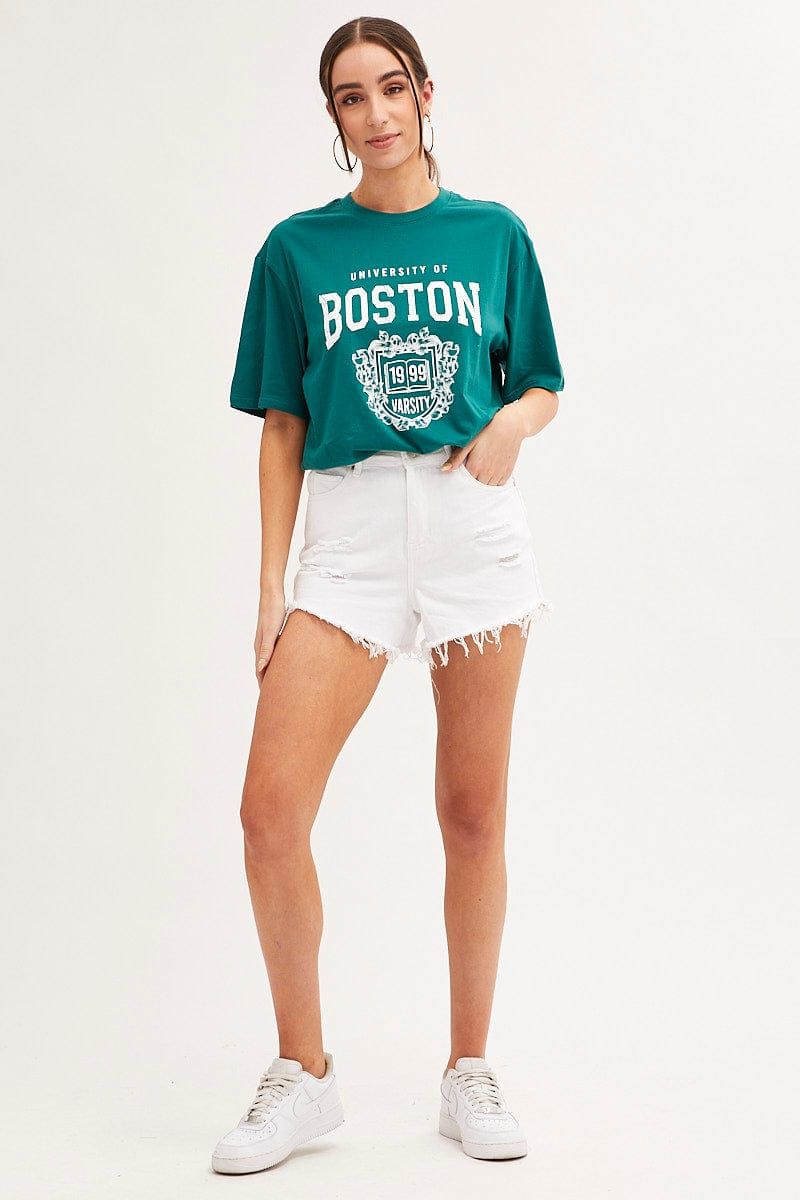 Green T Shirt Short Sleeve Crew Neck Boston Cotton sold by Ally Fashion product image thumbnail 2