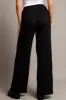 Black Wide Leg Pants High Rise Textured Fabric sold by Ally Fashion