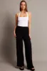 Black Wide Leg Pants High Rise Textured Fabric sold by Ally Fashion