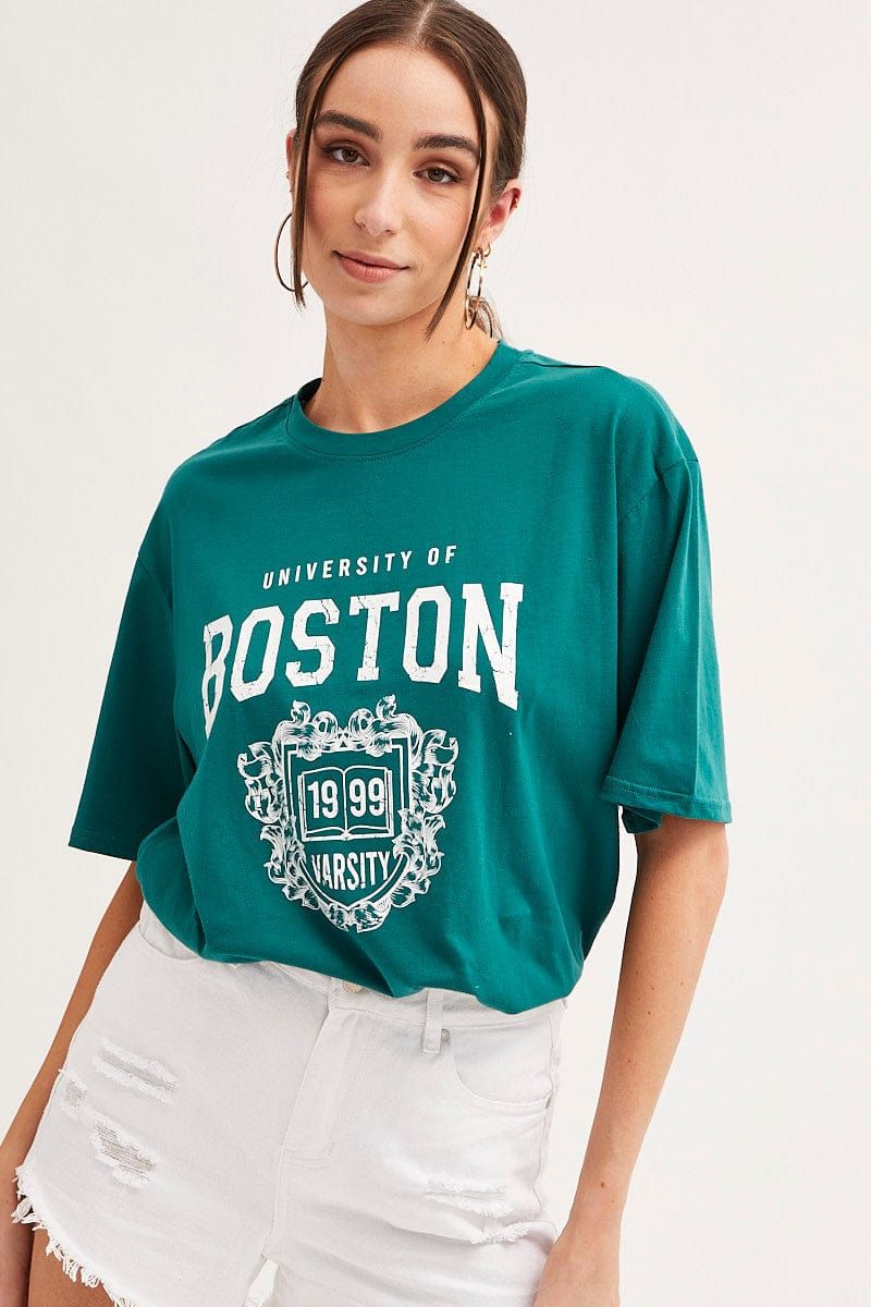 Green T Shirt Short Sleeve Crew Neck Boston Cotton sold by Ally Fashion product image thumbnail 3