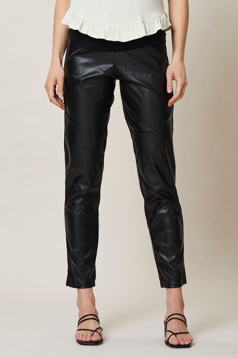 Black Maternity Bump Support Faux Leather Legging sold by Ally Fashion product image thumbnail 2