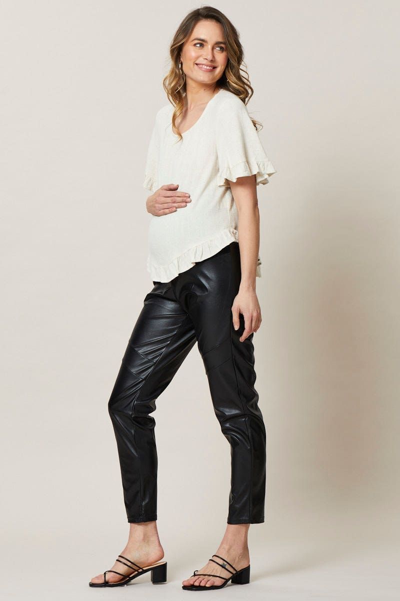 Black Maternity Bump Support Faux Leather Legging sold by Ally Fashion product image thumbnail 3