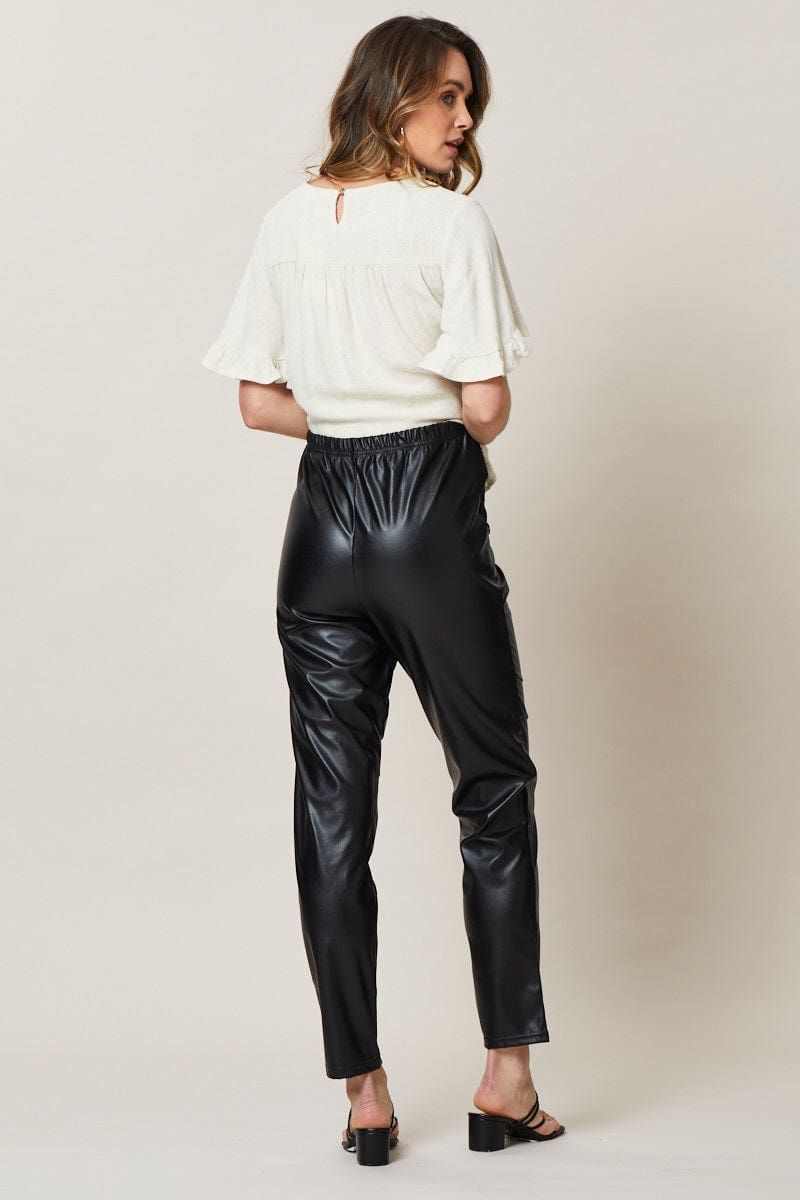 Black Maternity Bump Support Faux Leather Legging sold by Ally Fashion product image thumbnail 4