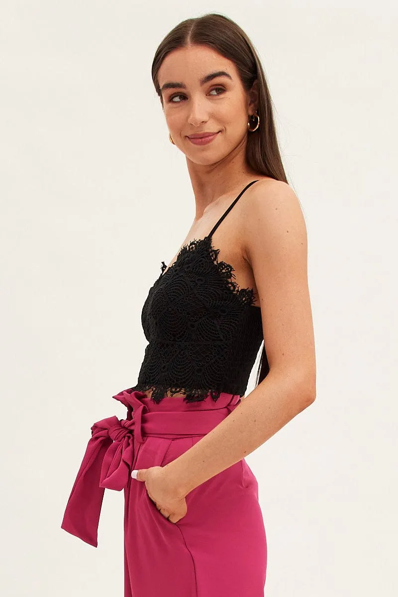 Black Crop Top Sleeveless Sweetheart Neckline Cami Lace sold by Ally Fashion product image thumbnail 4