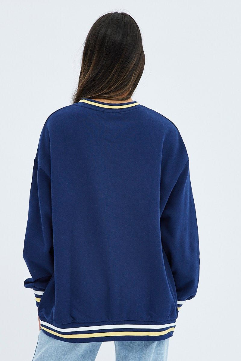 Blue Graphic Navy Sweater Long Sleeve sold by Ally Fashion product image thumbnail 5