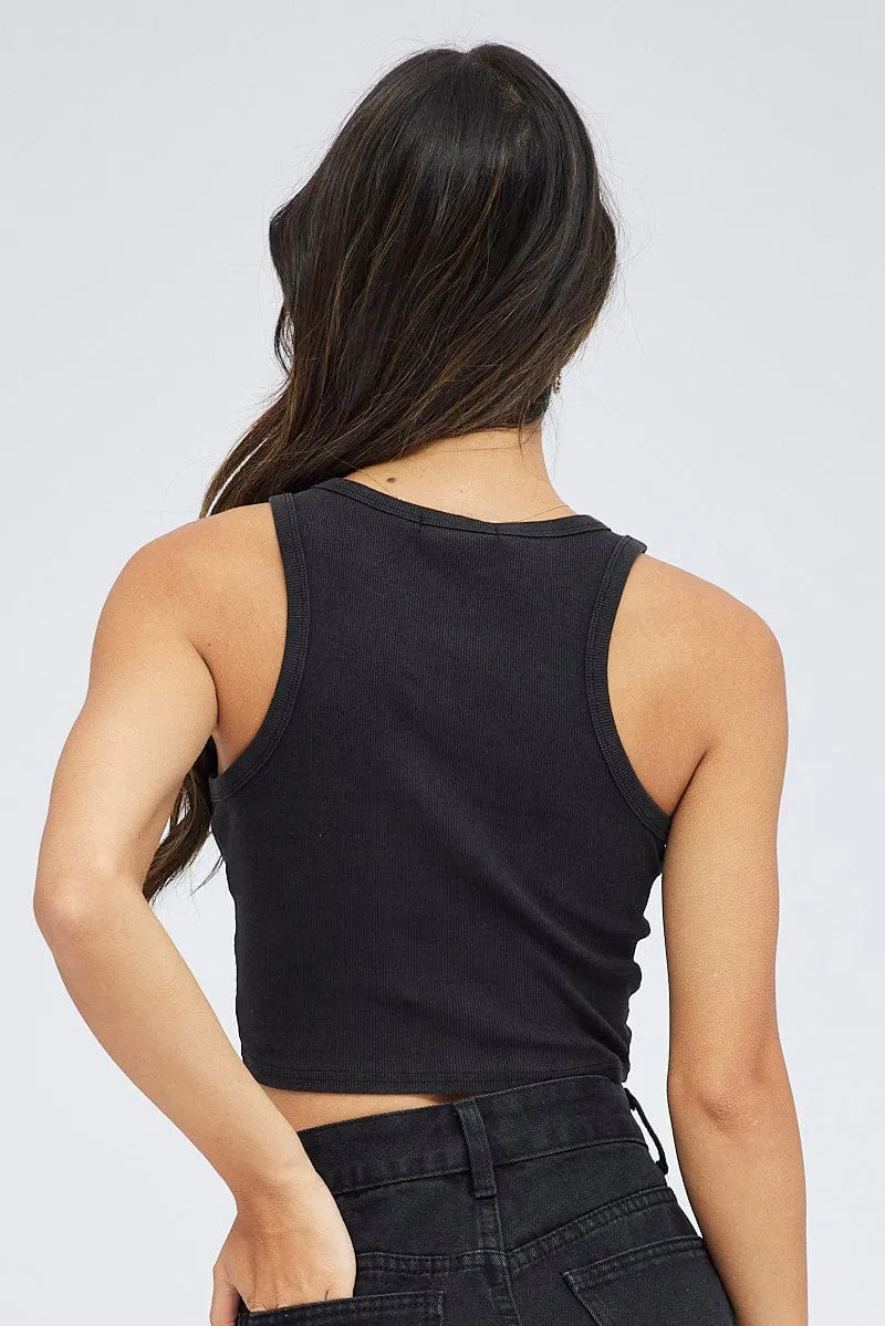 Black Graphic Tank Sleeveless sold by Ally Fashion product image thumbnail 5