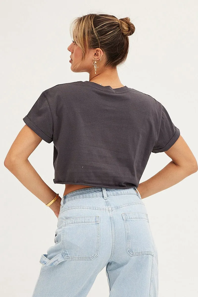 Grey Graphic T Shirt Short Sleeve Crew Neck sold by Ally Fashion product image thumbnail 5