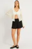 White Crochet Cardigan Long Sleeve V Neck Tie Up sold by Ally Fashion