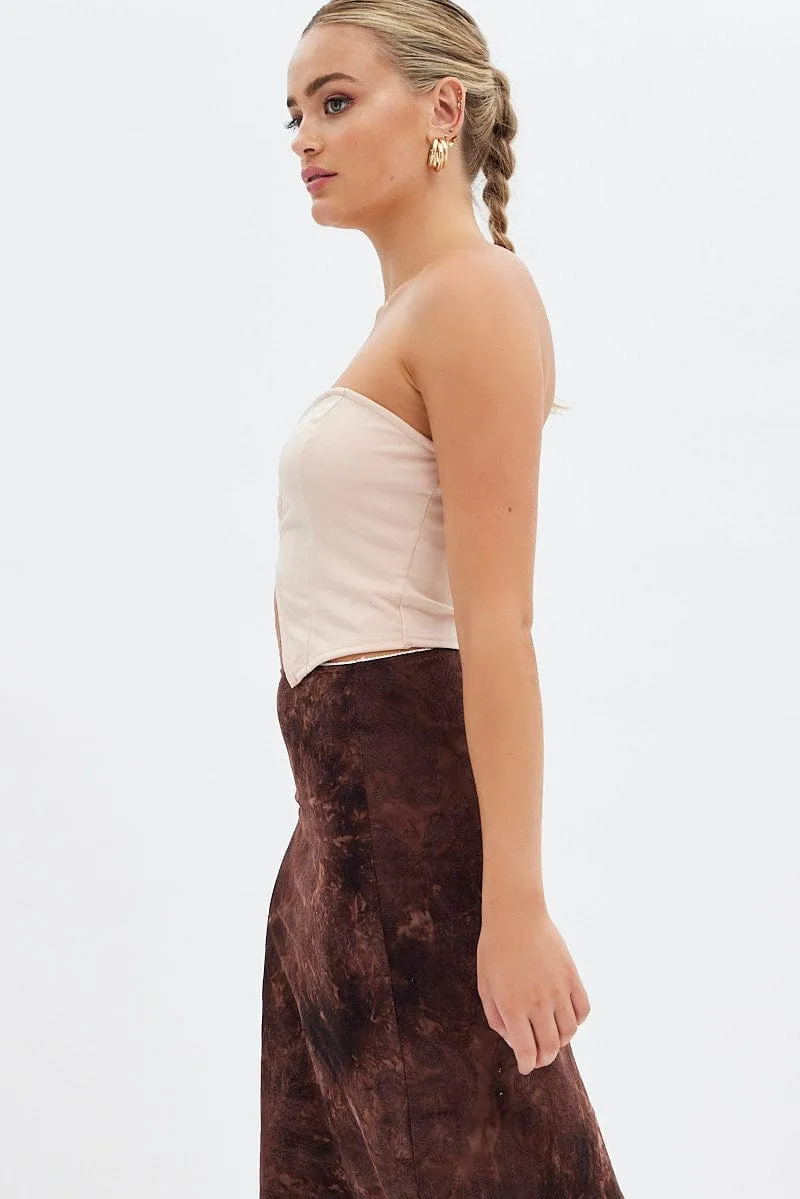 Beige Keyhole Bandeau Top Sweetheart sold by Ally Fashion product image thumbnail 4