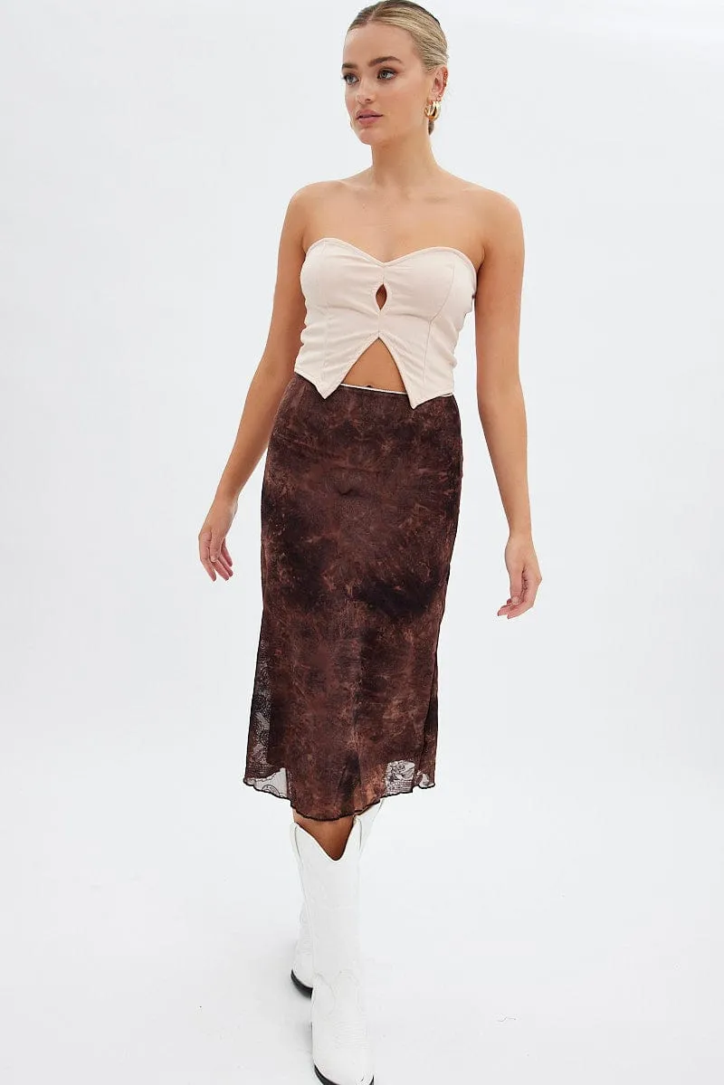 Beige Keyhole Bandeau Top Sweetheart sold by Ally Fashion product image thumbnail 2