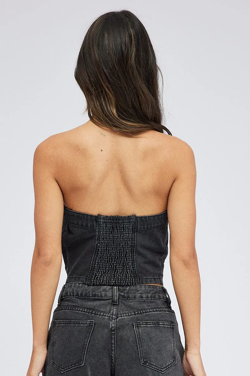 Black Bandeau Top Sleeveless Corset sold by Ally Fashion product image thumbnail 5
