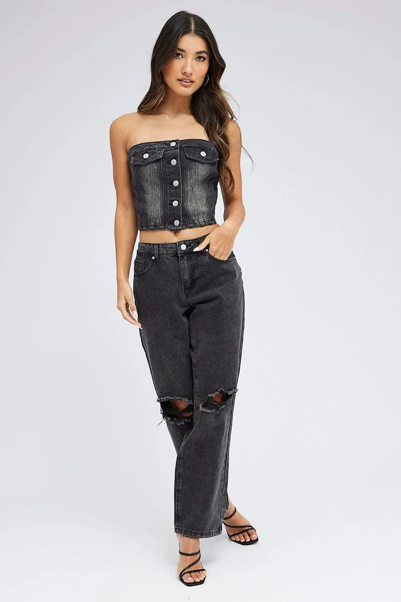 Black Bandeau Top Sleeveless Corset sold by Ally Fashion product image thumbnail 2