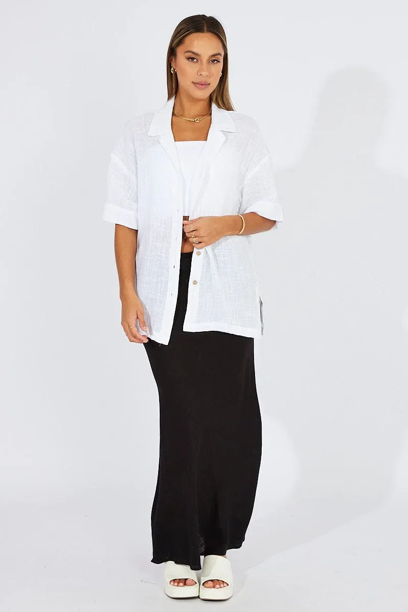 White Shirt Short Sleeve Collared Neck sold by Ally Fashion