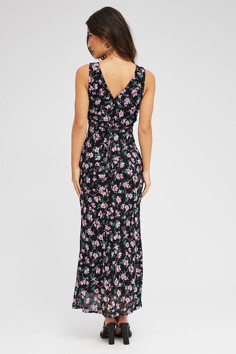 Black Floral Midi Dress Bias Cutting sold by Ally Fashion product image thumbnail 5