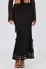 Black Maxi Skirt Mesh Asymmetric Ruffle sold by Ally Fashion