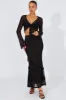 Black Maxi Skirt Mesh Asymmetric Ruffle sold by Ally Fashion