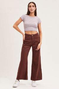Stripe Crew Neck Short Sleeve Crop T-Shirt sold by Ally Fashion