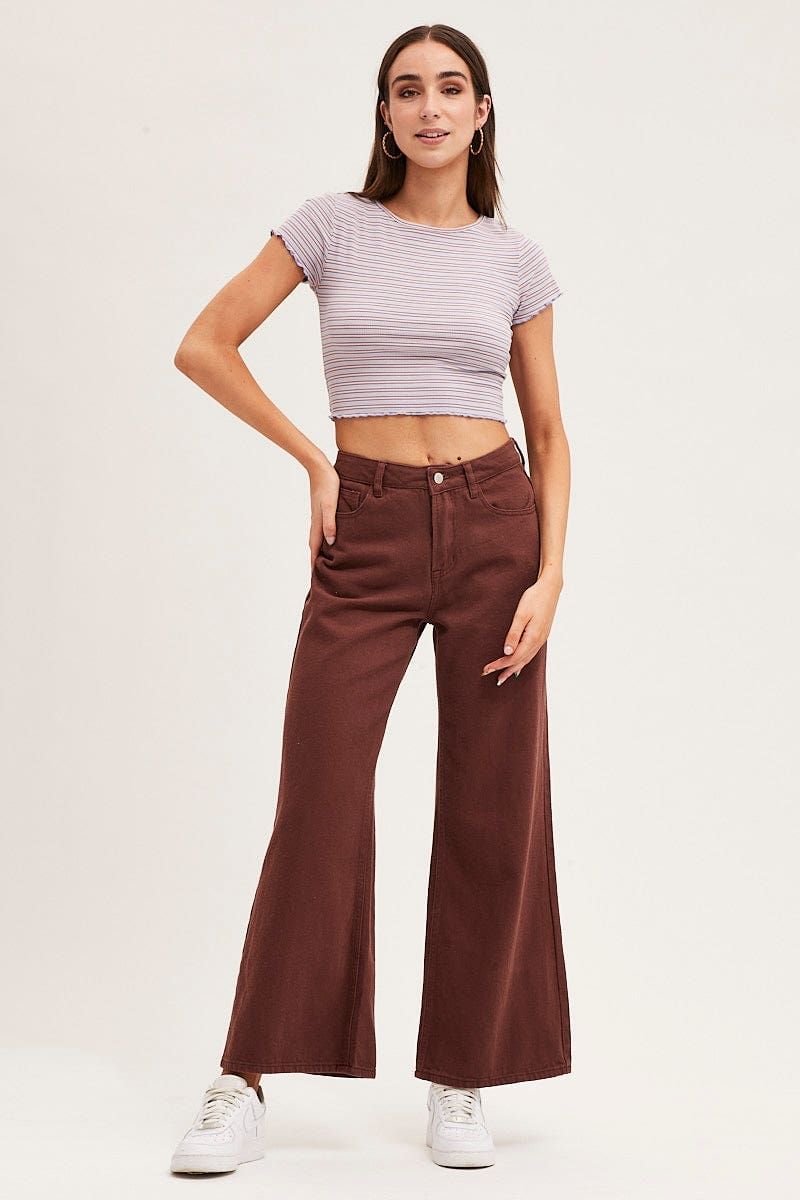Stripe Crew Neck Short Sleeve Crop T-Shirt sold by Ally Fashion product image thumbnail 2