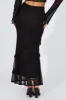 Black Maxi Skirt Mesh Asymmetric Ruffle sold by Ally Fashion