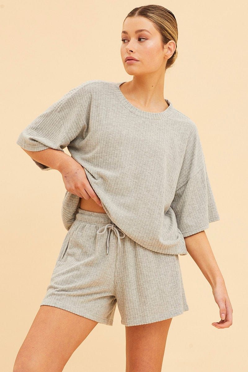 Grey Lounge Short Relaxed Fit sold by Ally Fashion product image thumbnail 3