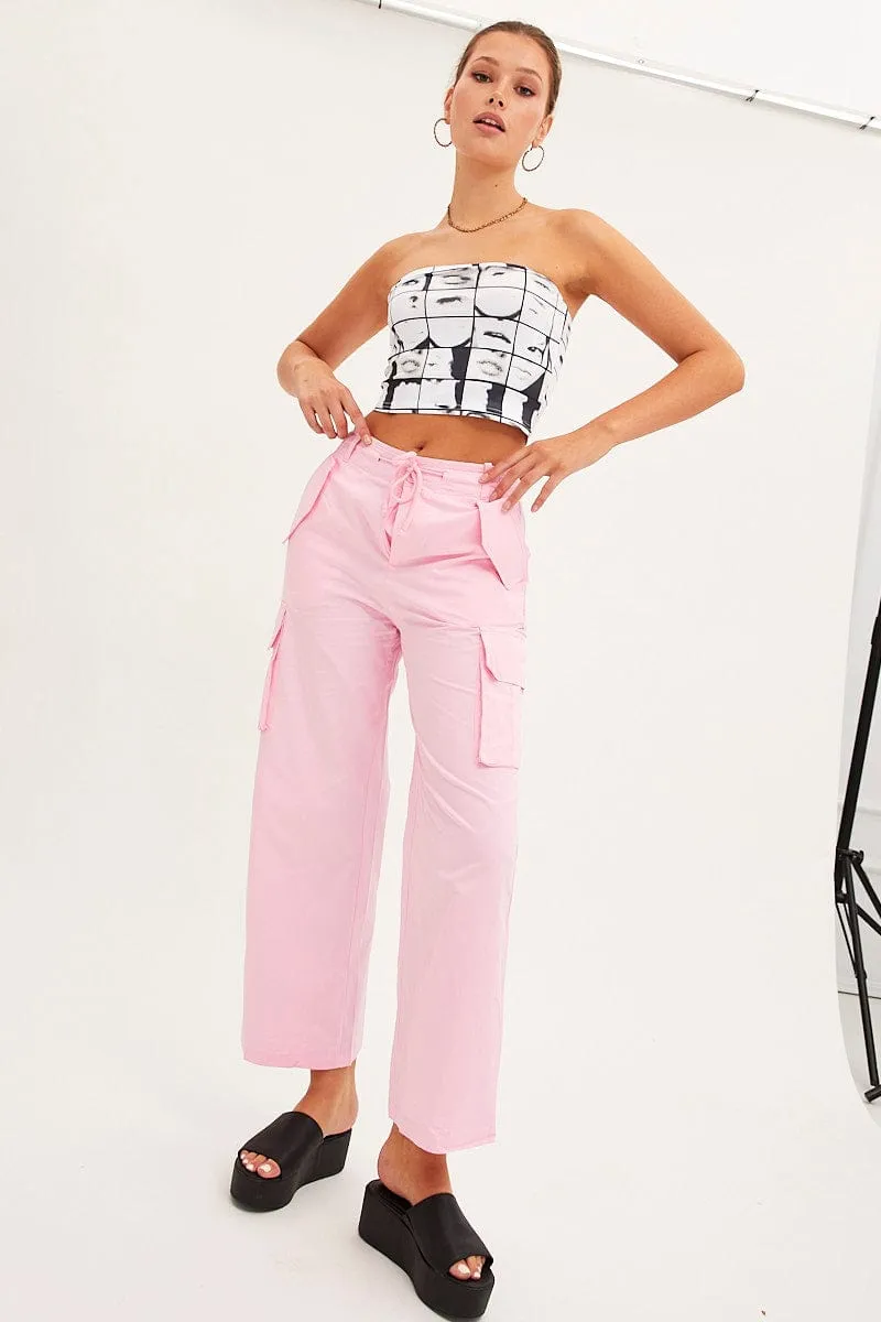 Pink Cargo Pants Relaxed Wide Leg sold by Ally Fashion product image thumbnail 3