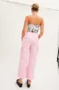 Pink Cargo Pants Relaxed Wide Leg sold by Ally Fashion