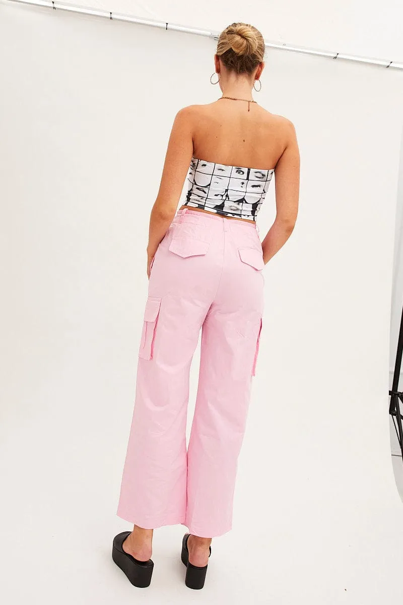Pink Cargo Pants Relaxed Wide Leg sold by Ally Fashion product image thumbnail 5