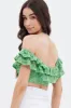 Green Sleeveless Lace Crop Top sold by Ally Fashion