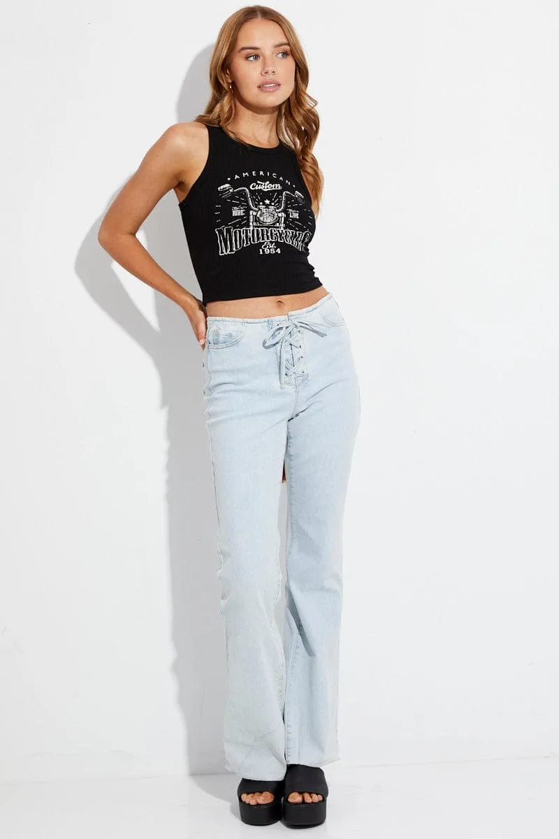 Black Crop Tank Sleeveless Crew Neck sold by Ally Fashion product image thumbnail 2