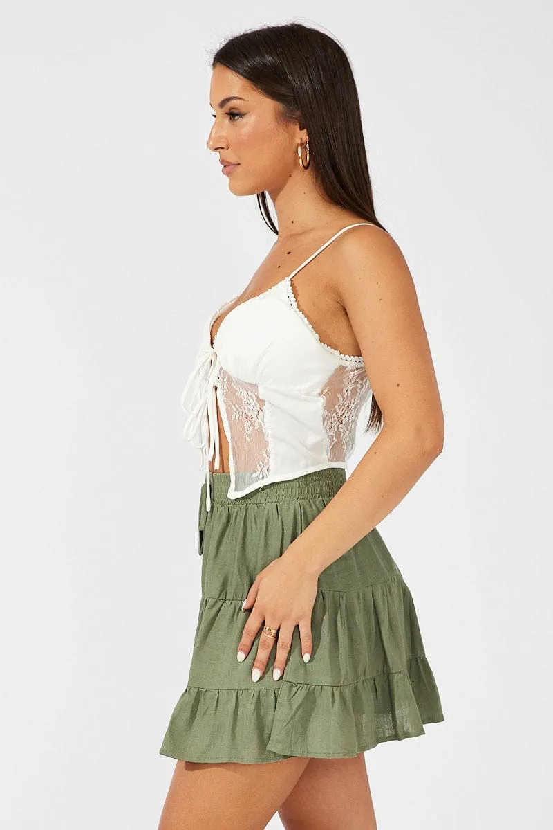 Green Skater Skirt Mini Linen Blend sold by Ally Fashion product image thumbnail 4