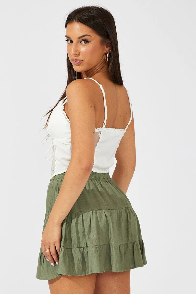Green Skater Skirt Mini Linen Blend sold by Ally Fashion product image thumbnail 5