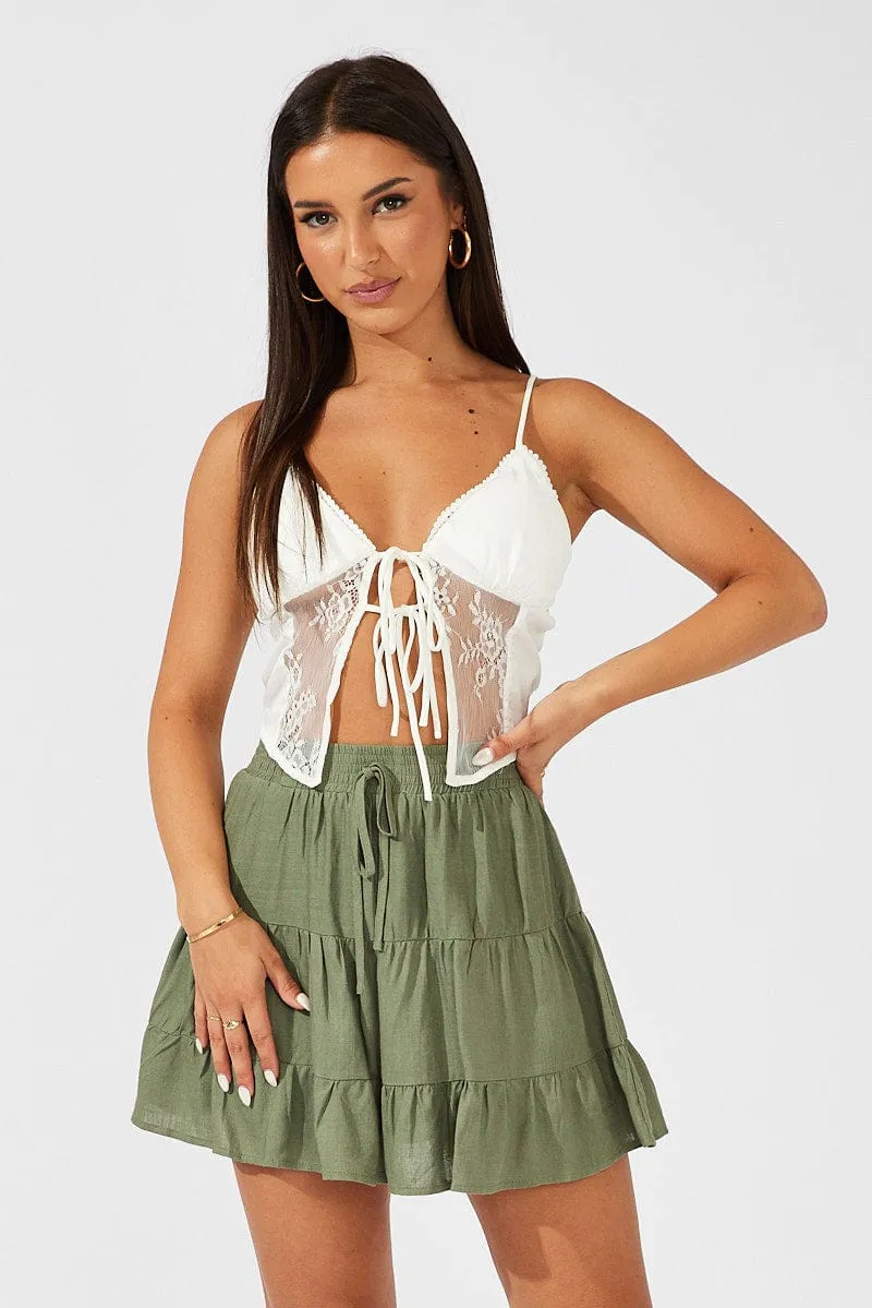 Green Skater Skirt Mini Linen Blend sold by Ally Fashion product image thumbnail 3