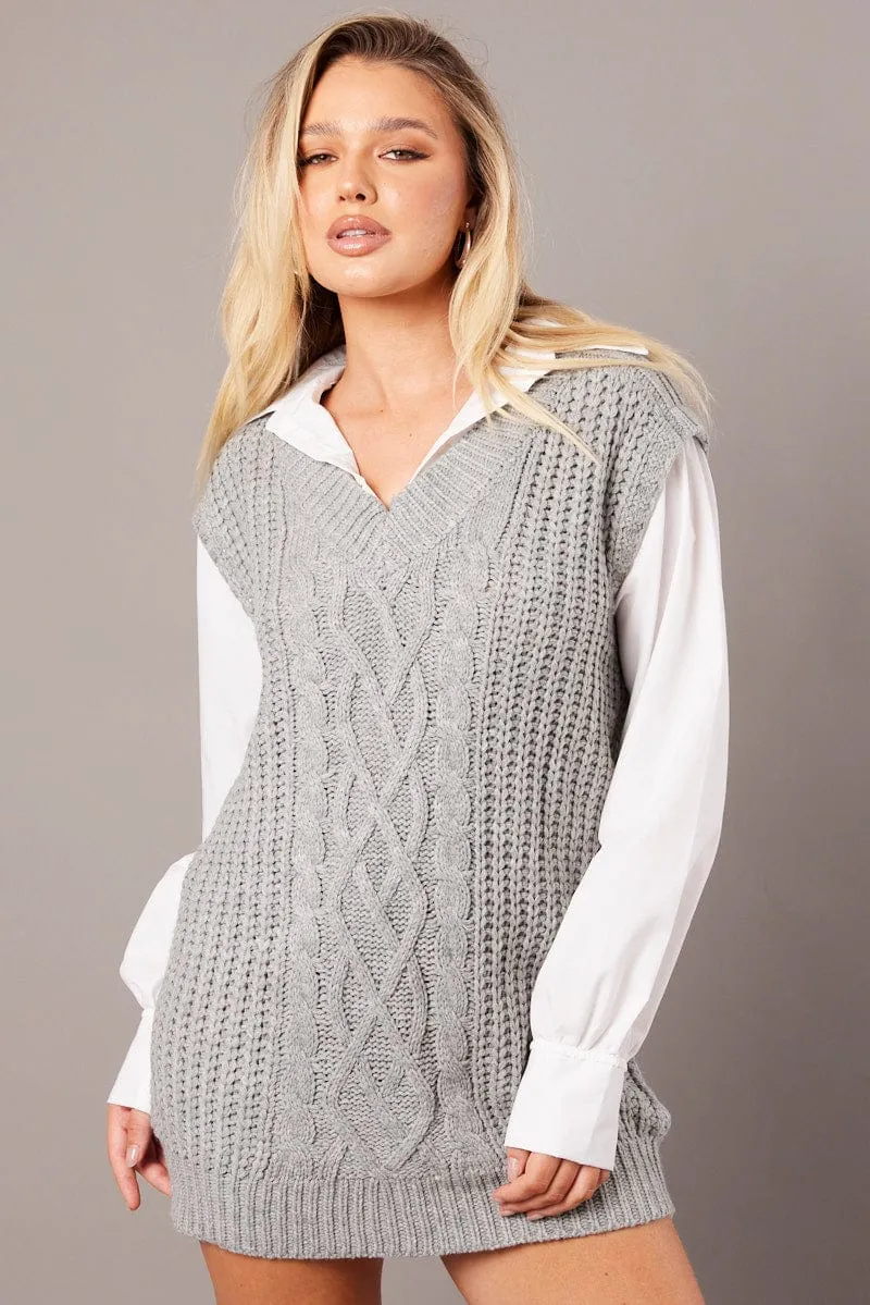 Grey Knit Top Jumper sold by Ally Fashion product image thumbnail 3