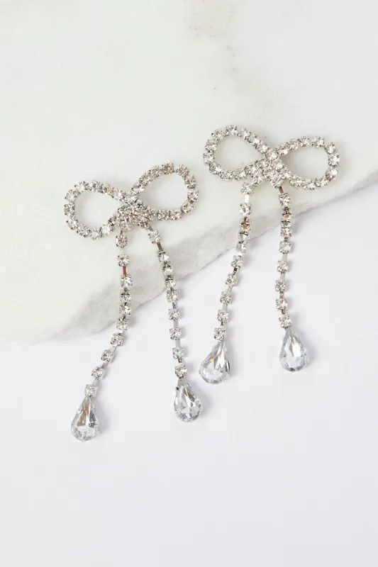 Silver Bow Drop Earrings sold by Ally Fashion