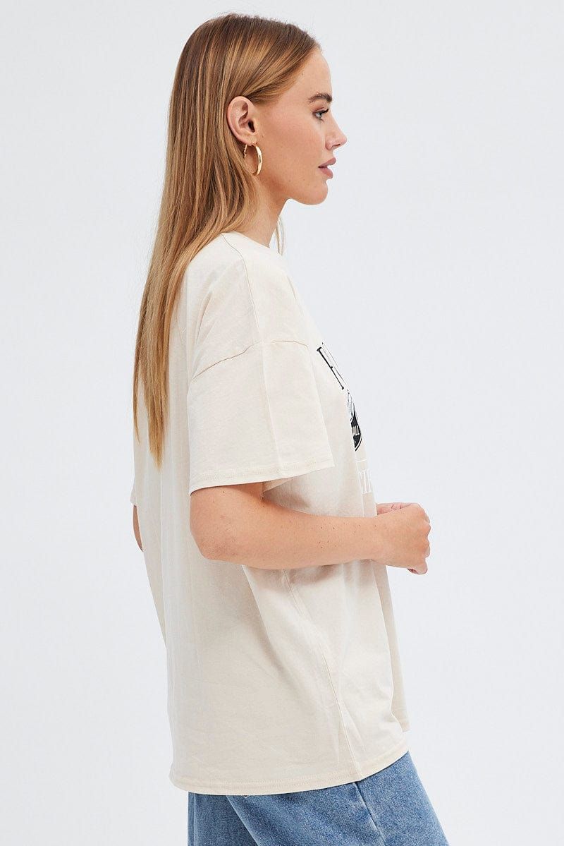 Beige Graphic Tee Short Sleeves sold by Ally Fashion product image thumbnail 4