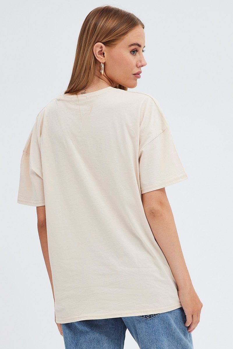 Beige Graphic Tee Short Sleeves sold by Ally Fashion product image thumbnail 5