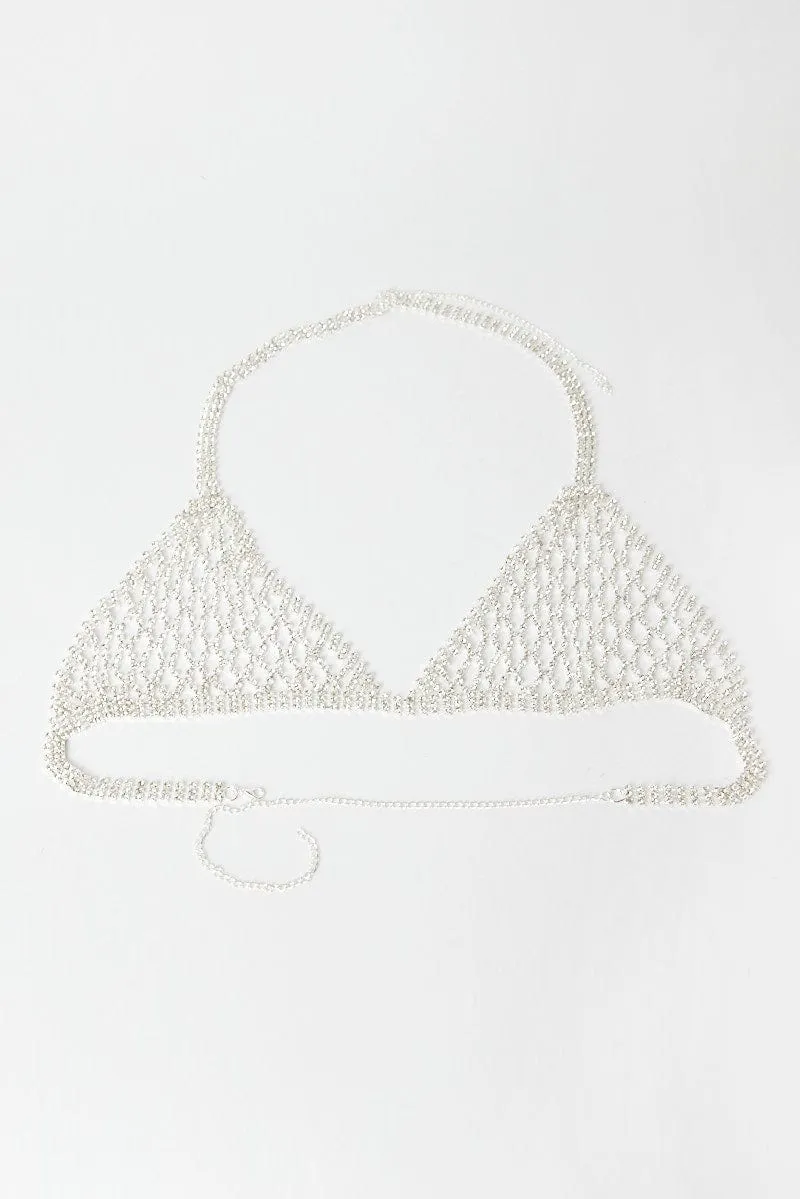 Silver Festival Diamonte Top sold by Ally Fashion