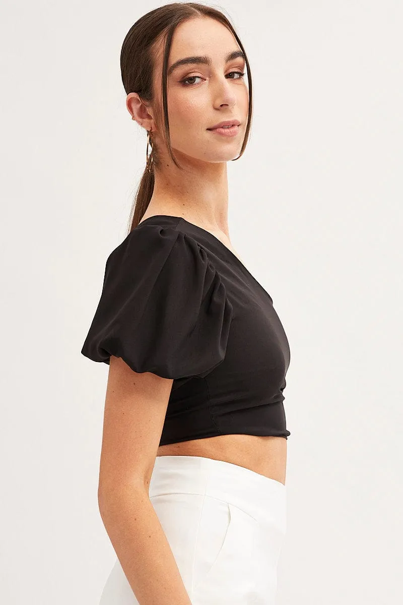 Black One Shoulder Crop Top sold by Ally Fashion product image thumbnail 4