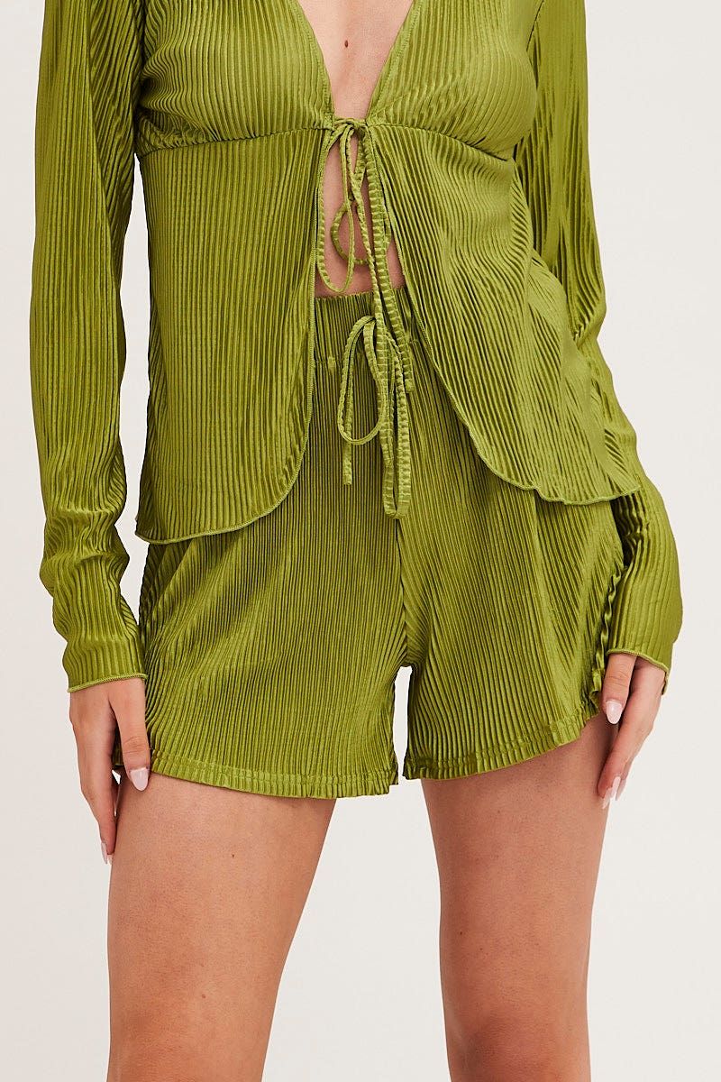 Green High Waist Shorts sold by Ally Fashion product image thumbnail 2