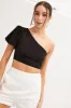 Black One Shoulder Crop Top sold by Ally Fashion
