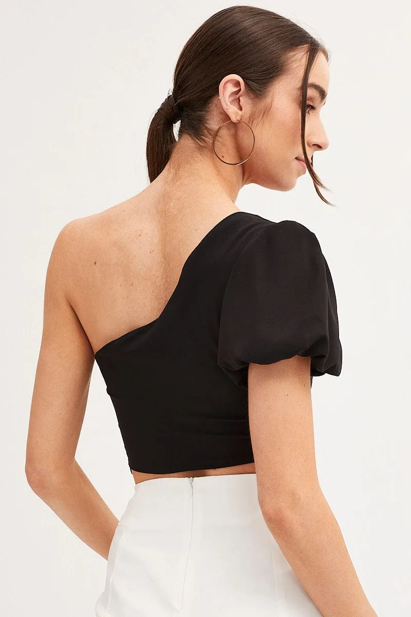 Black One Shoulder Crop Top sold by Ally Fashion product image thumbnail 5