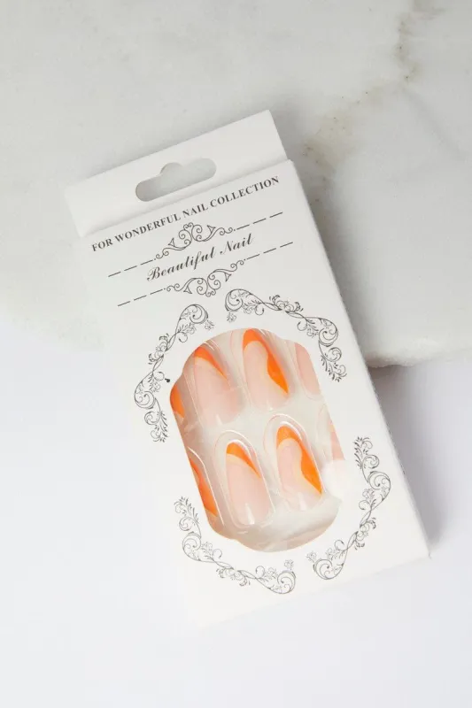 Orange 24pcs Wave Patten Fake Nails sold by Ally Fashion