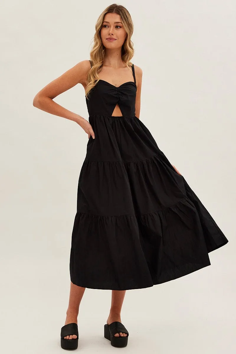 Black Maxi Dress Sleeveless Ruched Front sold by Ally Fashion