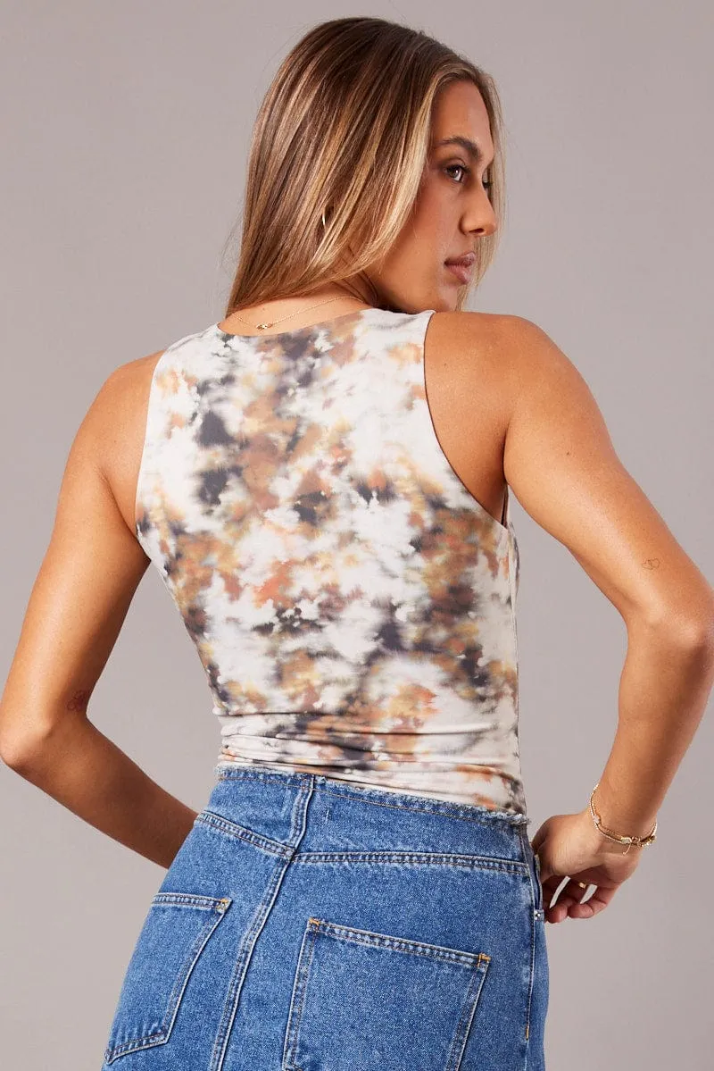 Brown Abstract Supersoft Bodysuit Sleeveless sold by Ally Fashion product image thumbnail 5