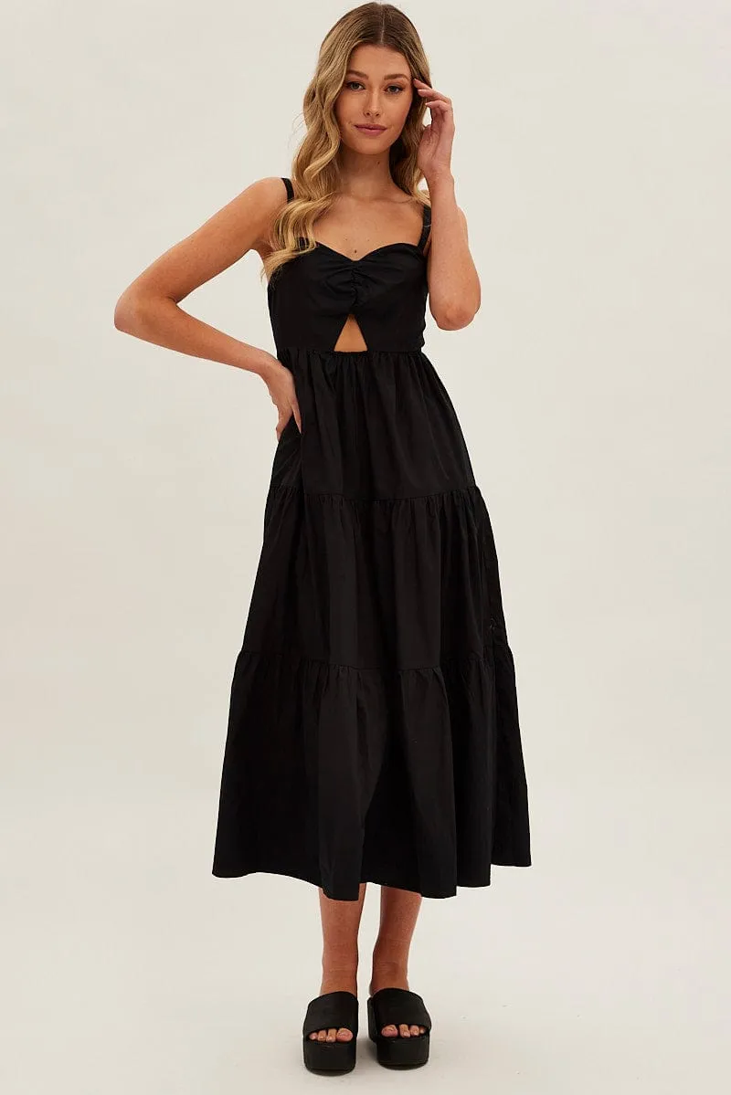 Black Maxi Dress Sleeveless Ruched Front sold by Ally Fashion product image thumbnail 3