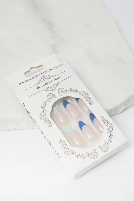 Blue 24pcs Wave Patten Fake Nails sold by Ally Fashion