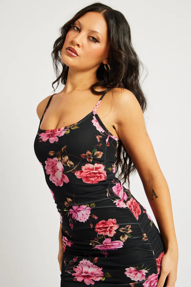 Black Floral Bodycon Dress Singlet Maxi sold by Ally Fashion product image thumbnail 2