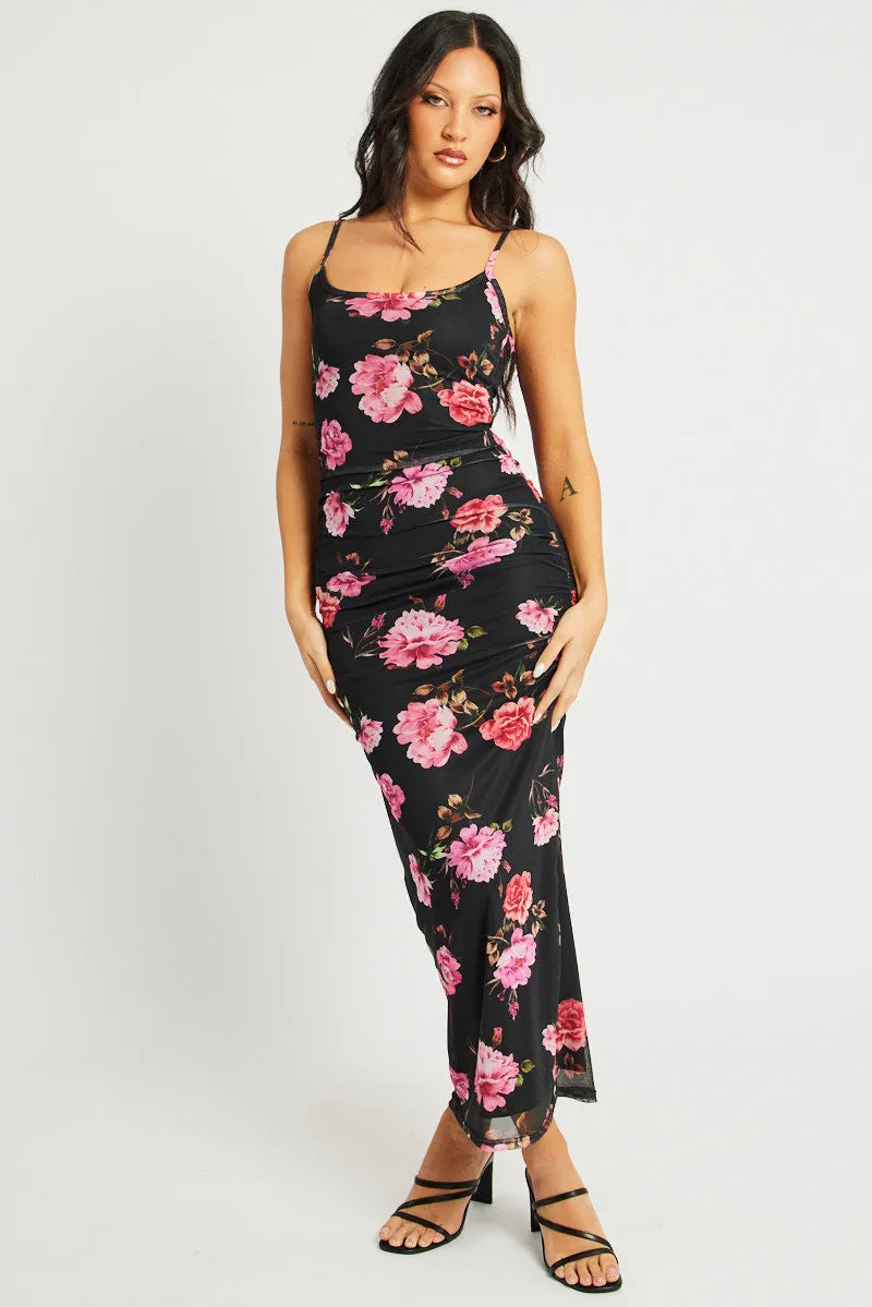 Black Floral Bodycon Dress Singlet Maxi sold by Ally Fashion product image thumbnail 3